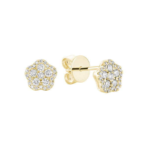 Hollow Flower Diamond Stud Earrings