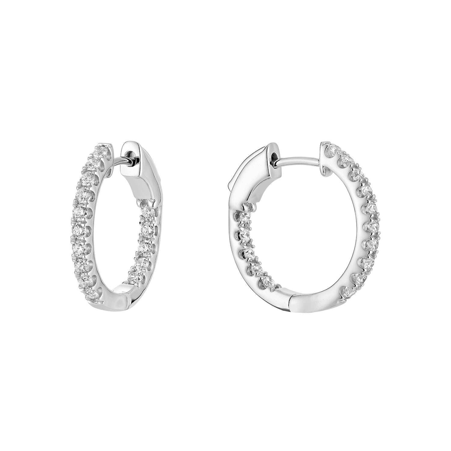 14K Yellow Gold 1.0 ct. Diamonds V Shape Inside Out Hoop Earrings -  EG776-1W4Y