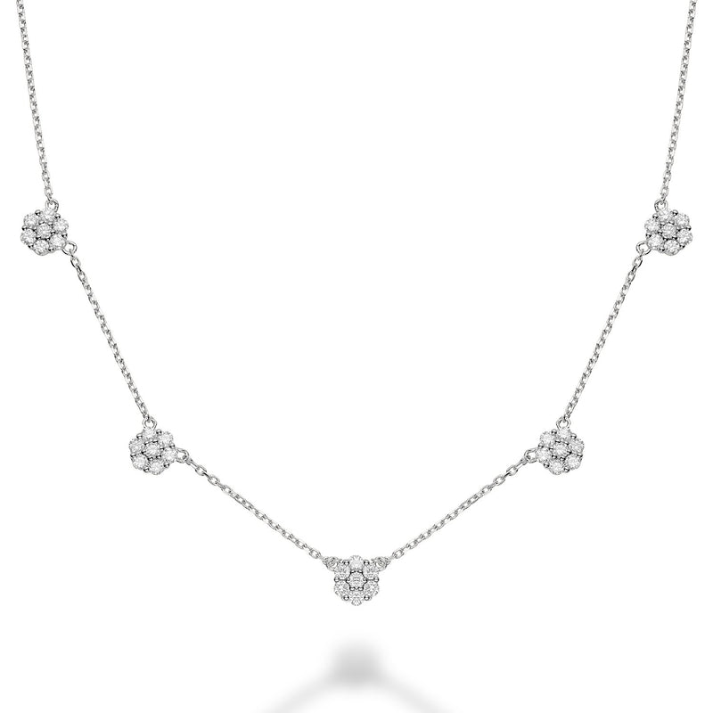 Flower Stationed Diamond Necklace