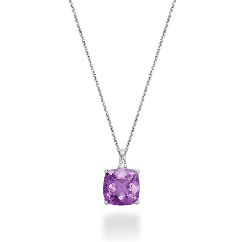 Cushion Cut Created and Precious Stone and Diamond Pendant