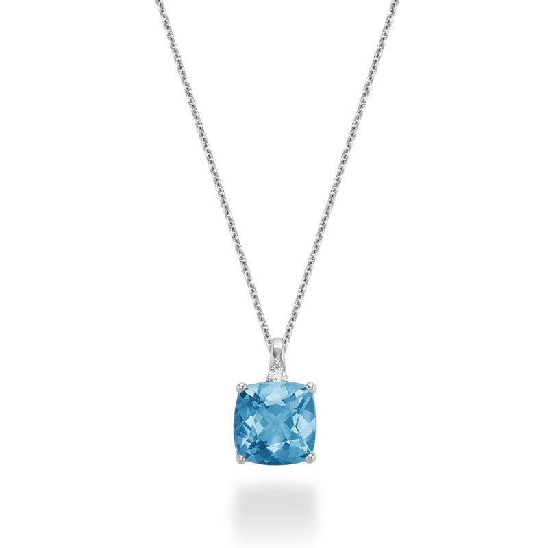 Cushion Cut Created and Precious Stone and Diamond Pendant