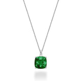 Cushion Cut Created and Precious Stone and Diamond Pendant