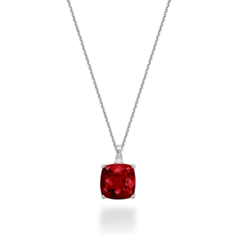 Cushion Cut Created and Precious Stone and Diamond Pendant