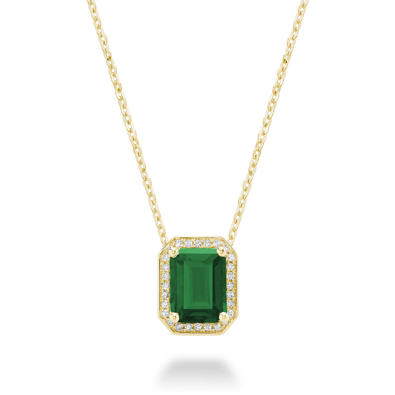 Gemstone & Diamond Emerald Cut Pendant