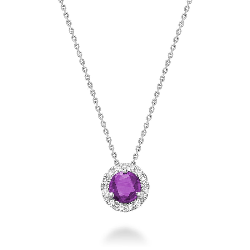 Precious Stone & Diamond Halo Pendant