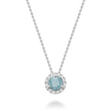 Precious Stone & Diamond Halo Pendant