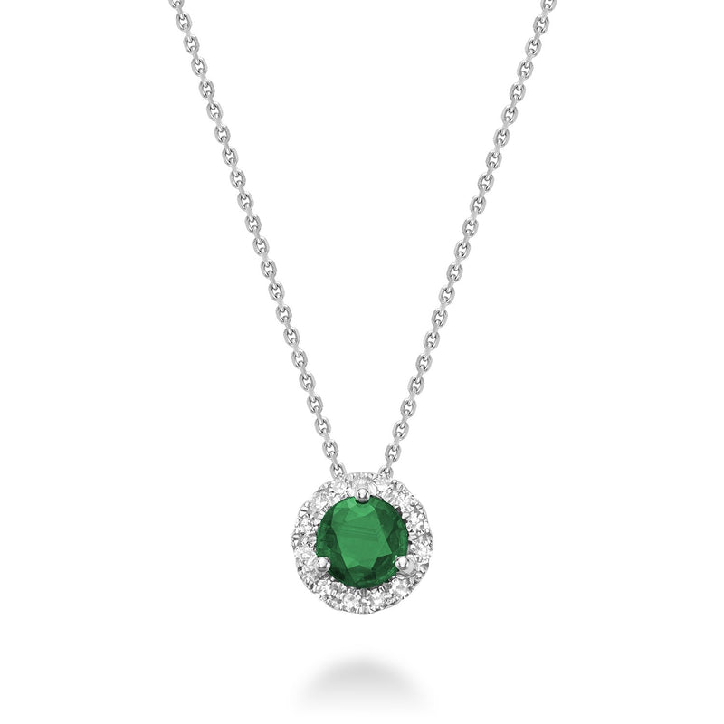 Precious Stone & Diamond Halo Pendant