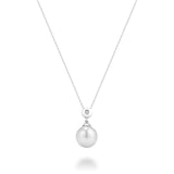 Cultured Freshwater Pearl & Diamond Bezel Set Pendant