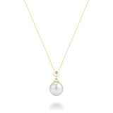 Cultured Freshwater Pearl & Diamond Bezel Set Pendant