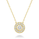 Round Bezel Diamond Milgrain Pendant