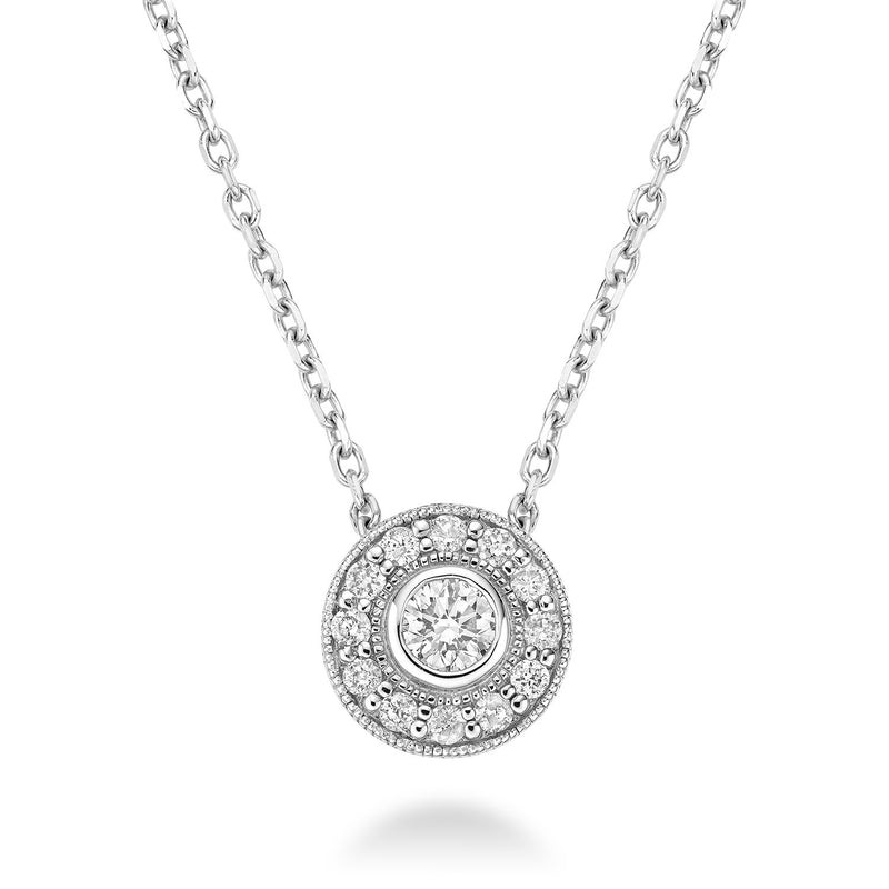 Round Bezel Diamond Milgrain Pendant