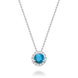 Precious Stone & Diamond Halo Pendant