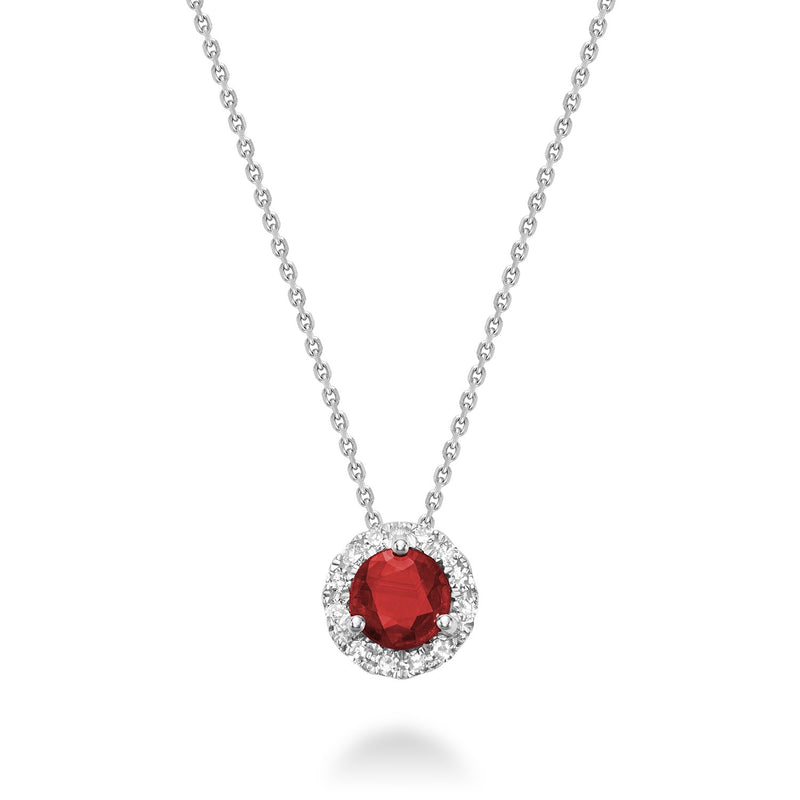 Precious Stone & Diamond Halo Pendant