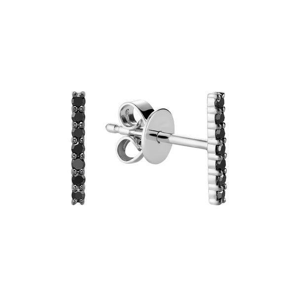 Black Diamond Bar Stud Earrings