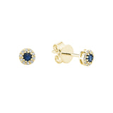 Cluster Gemstone and Diamond Halo Stud Earrings