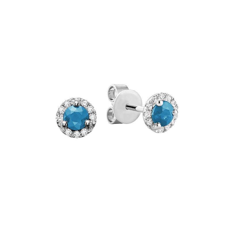 Precious Stone & Diamond Halo Stud Earrings