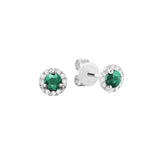 Precious Stone & Diamond Halo Stud Earrings