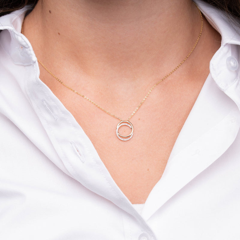 Double Circle Diamond Necklace